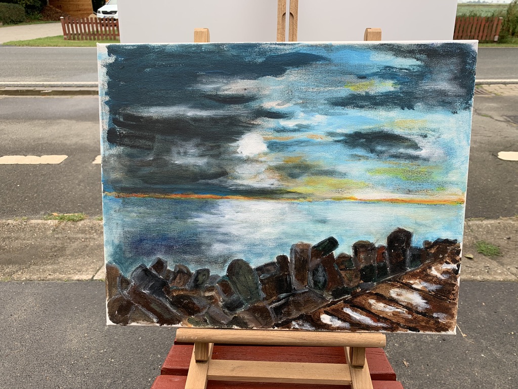 Stürmische Küste - Pastellbild